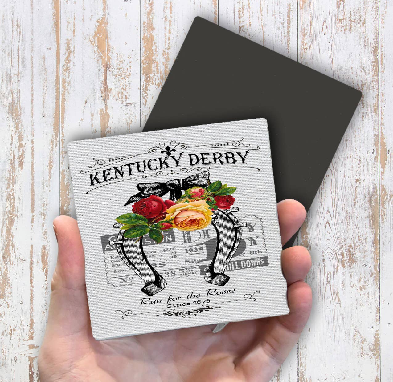 Kentucky Derby Horse Shoe Roses Magnet Fridge - Sets of 2