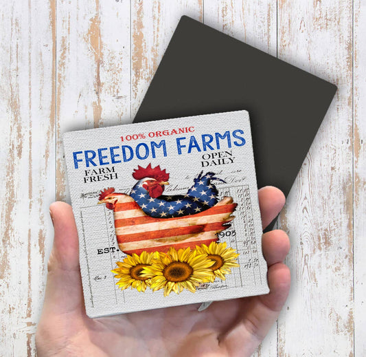 Freedom Farms Patriotic Chickens Magnet Fridge - Sets of 2