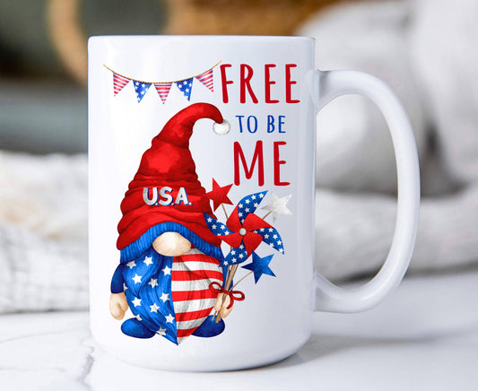 4th of July Gnome Free To be Me Coffee Mug