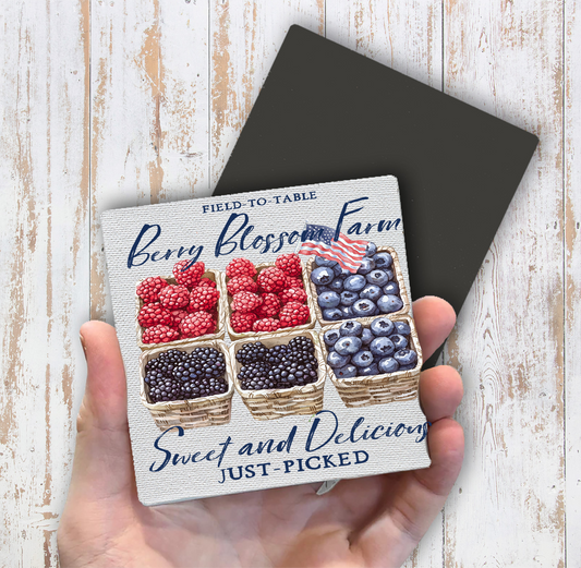 Blueberry Raspberry Blackberry Farms Magnet Fridge (Set of 2)