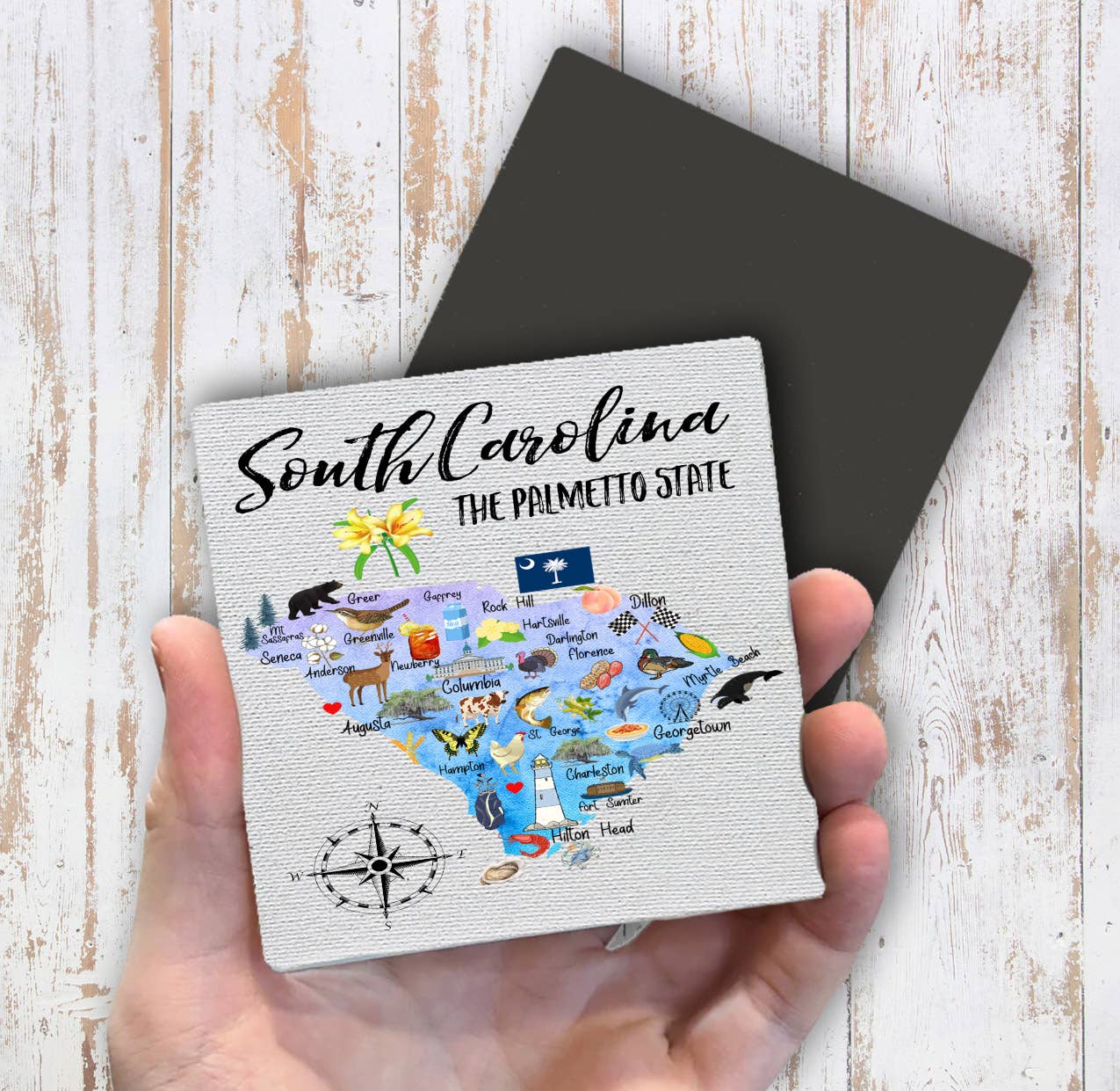 South Carolina State Map Souvenir Magnet Fridge - Sets of 2