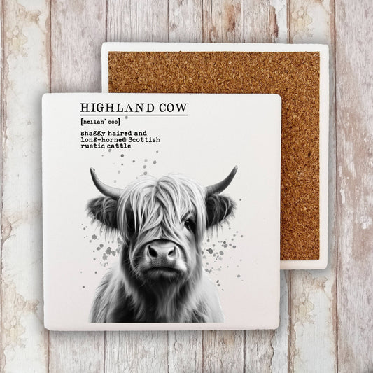 Highland Cow Definition Farm Stone Coaster