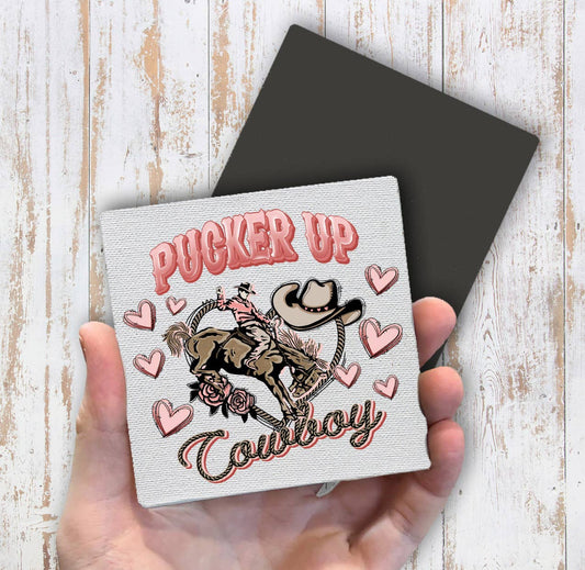 Valentine Pucker Up Cowboy Western Magnet Fridge - Sets of 2