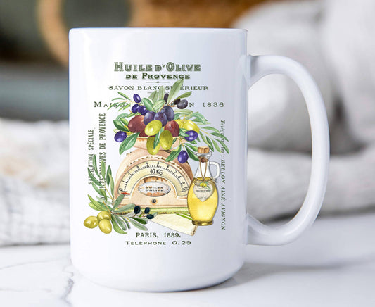 French Paris Huile D Olives Cotton Coffee Mugs
