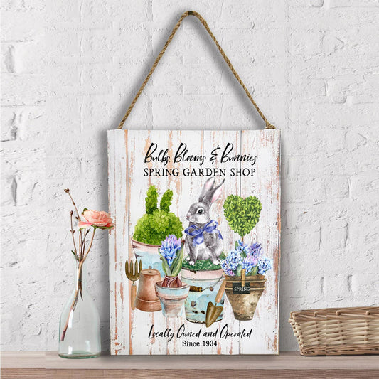 Spring Garden Flowers Bunnies Wall Decor