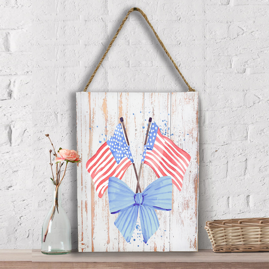 Patriotic Watercolor Flag Bow Wall Decor