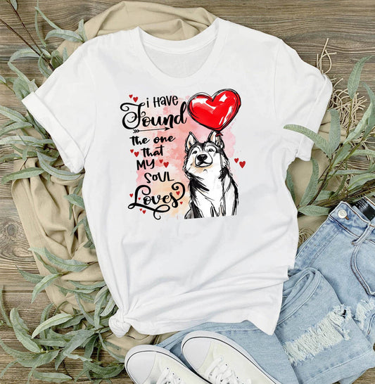 Dog Husky Found My Love Valentine T-Shirt