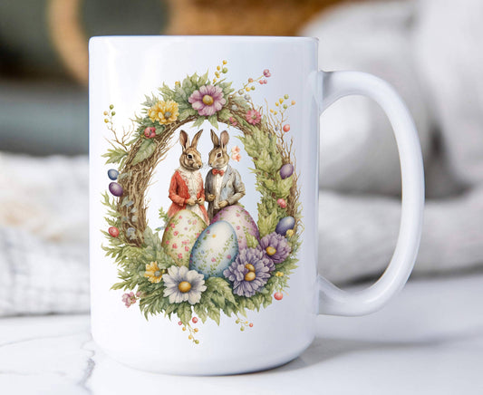 Easter Vintage Victorain Bunnies 15 oz Coffee Mug