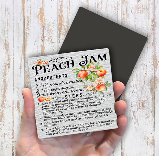 Fresh Peach Jam Recipe  Magnet Fridge (Set of 2)