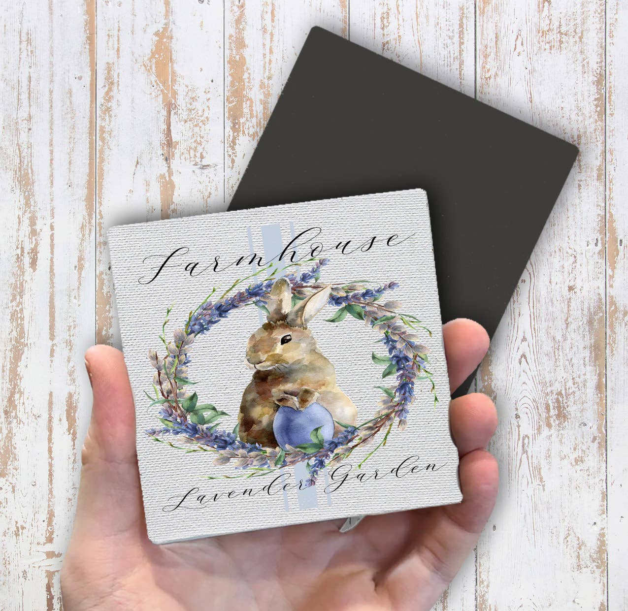 Easter Farmhouse Lavender Bunny Magnet Fridge - Sets of 2