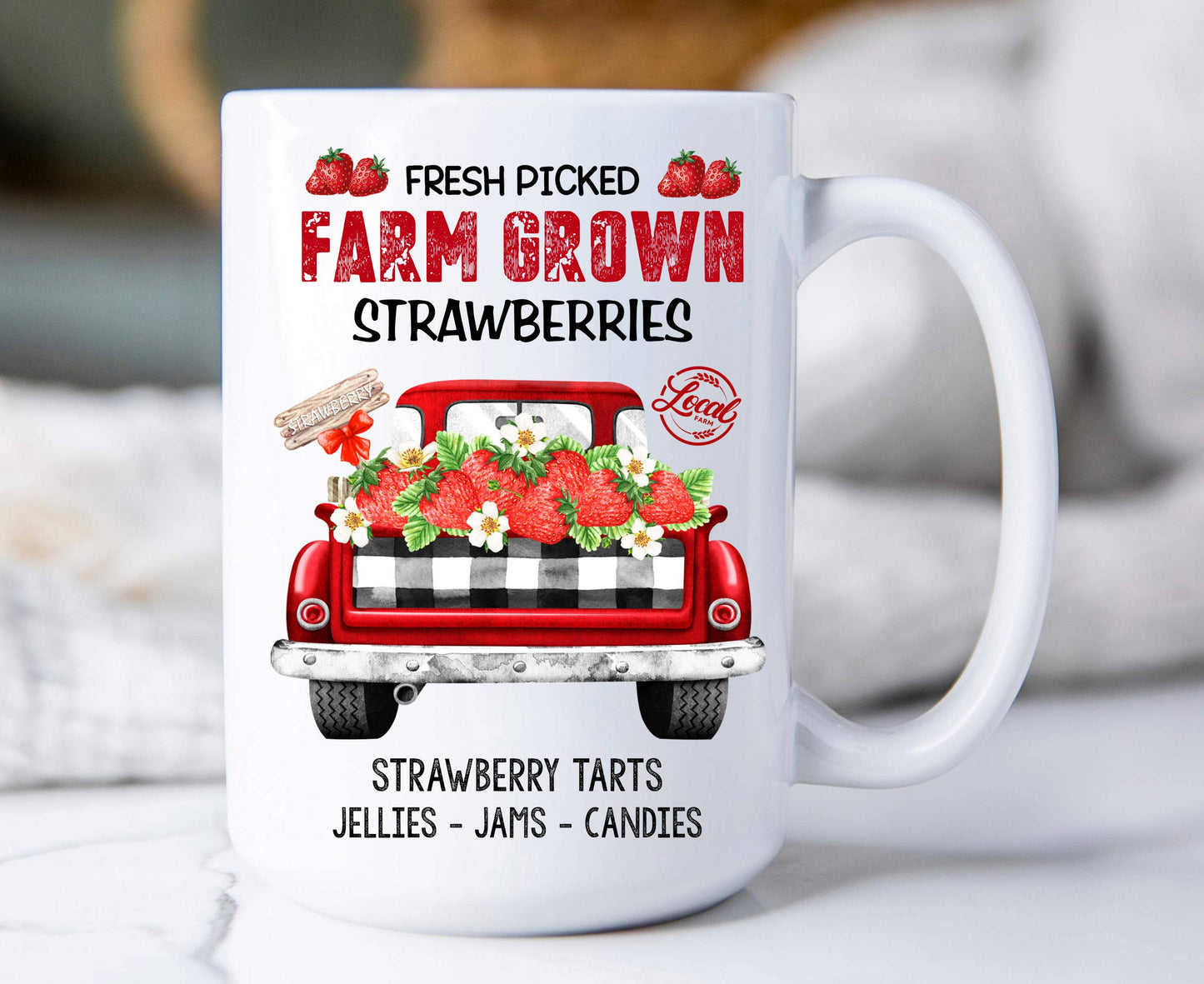 Country Farm Fresh Strawberries 15 oz Coffee Mug