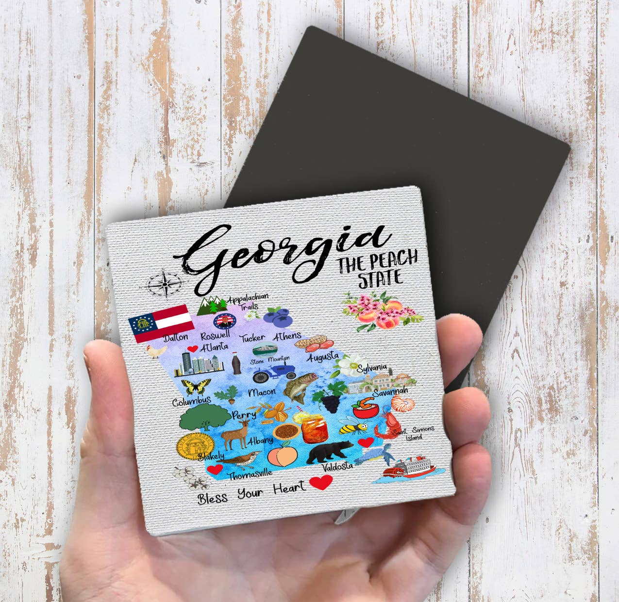 Georgia State Map Souvenir Magnet Fridge - Sets of 2