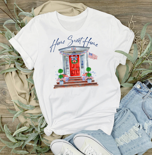 Patriotic Red Door Home Sweet Home  T-Shirt