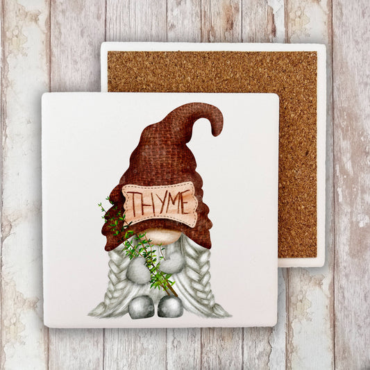 Gnome Herbs Thyme  Stone Coaster
