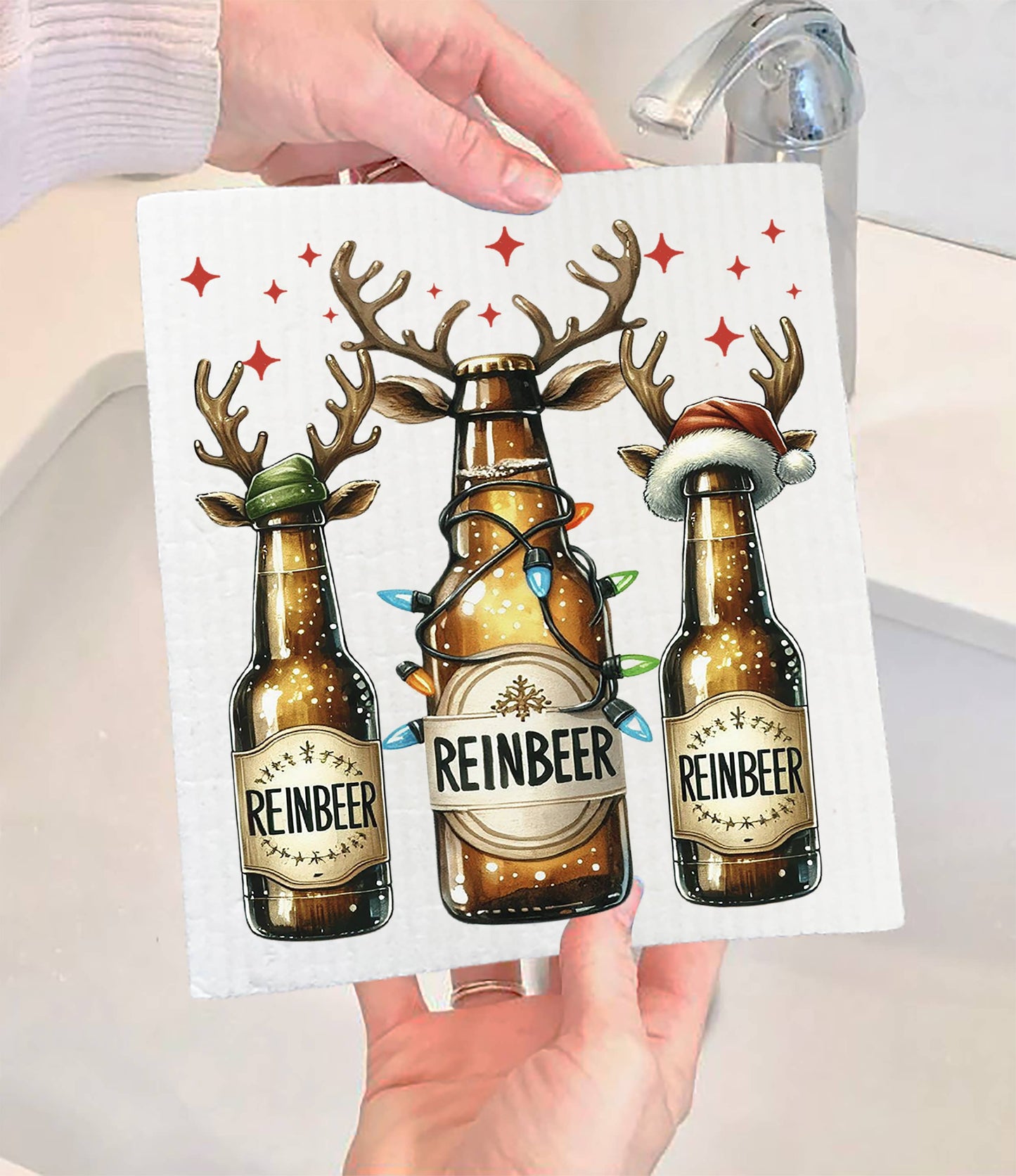 Christmas Reinbeer Swedish Dishcloth (Set of 2)