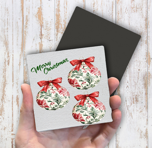 Christmas Water Toile Ornaments Magnet Fridge (Set of 2)