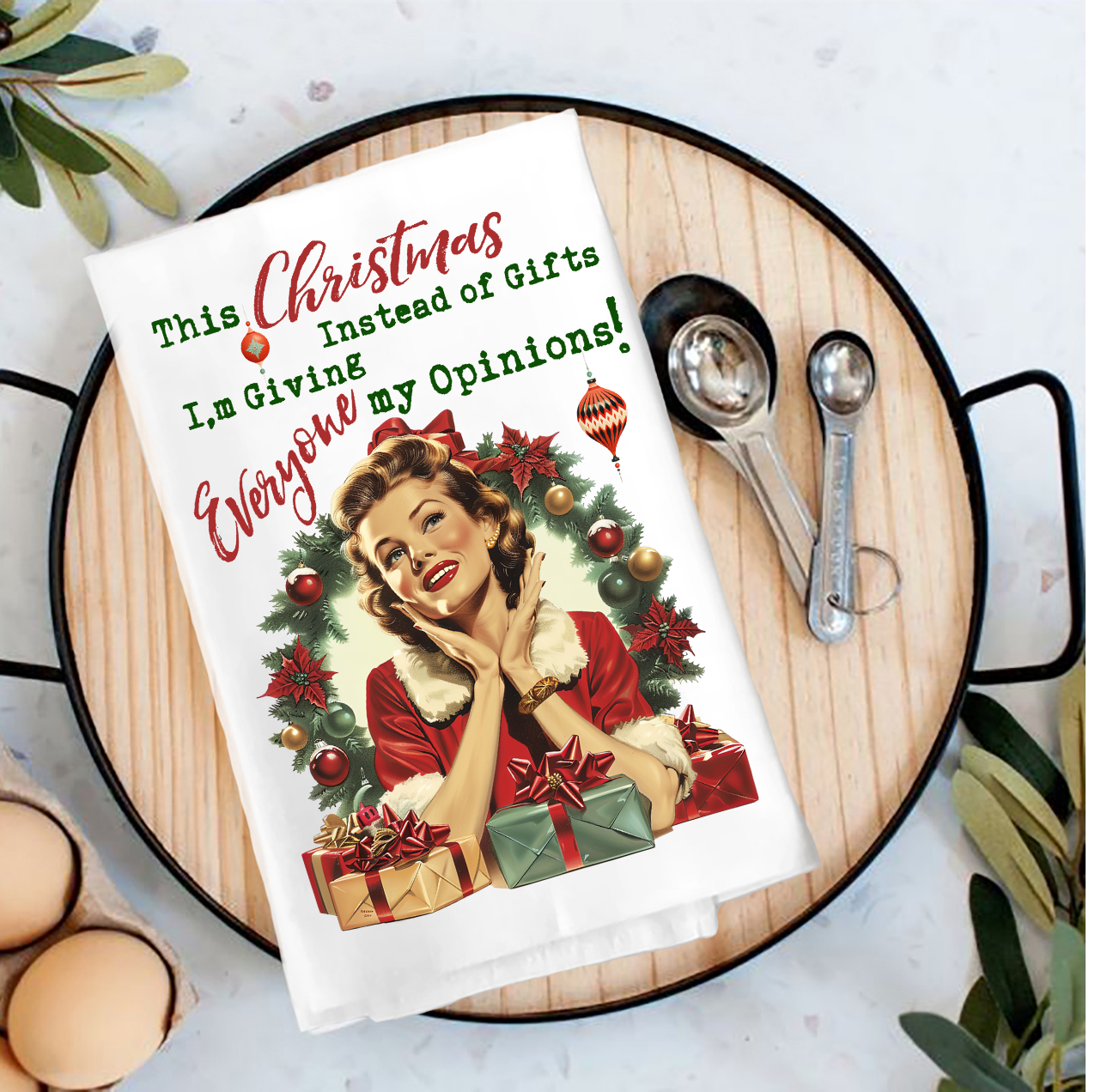 Christmas Funny Gifts My Opinions Tea Towel