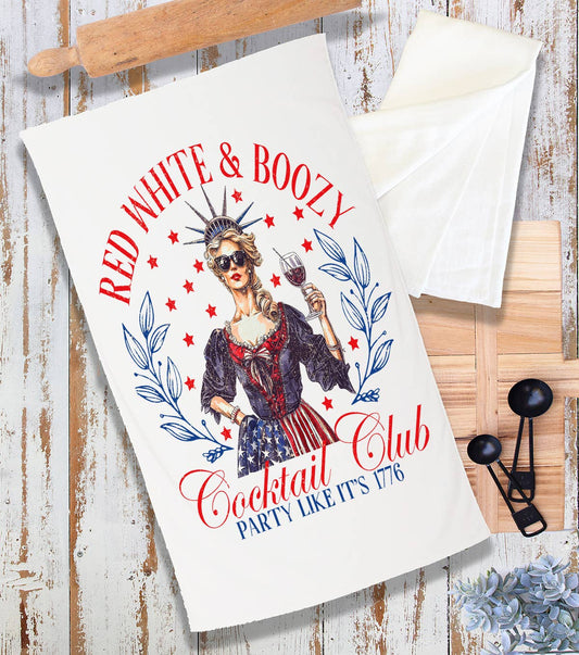 4th of July Red White & Boozy Patriotic Terry Cloth Towel