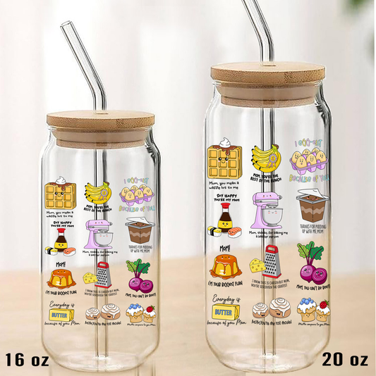 Mother's Day Puns Funny Quotes Can Glass with Lid Straw