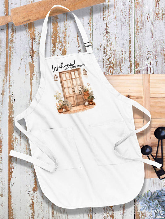 Welcome to our Home Front Door Kitchen Cotton Apron