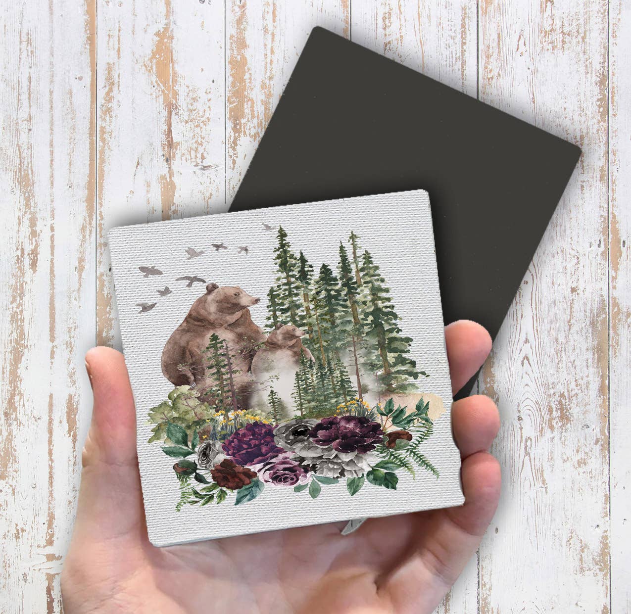 Bear Forest Mountains Wildlife Magnet Fridge - Sets of 2