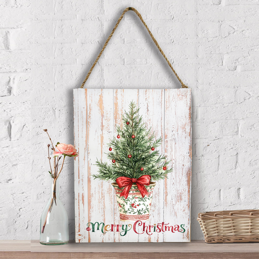 Christmas Watercolor Toile Tree Wall Decor