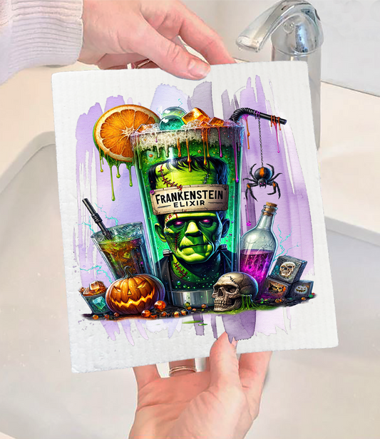 Halloween Frankenstein Elixir Swedish Dishcloth (Set of 2)
