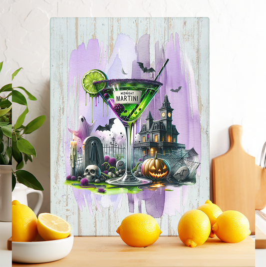 Glass Cutting Board Halloween Midnight Martini