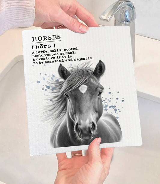 Set of 2 - Definition of  Horse SWEDISH DISH CLOTH