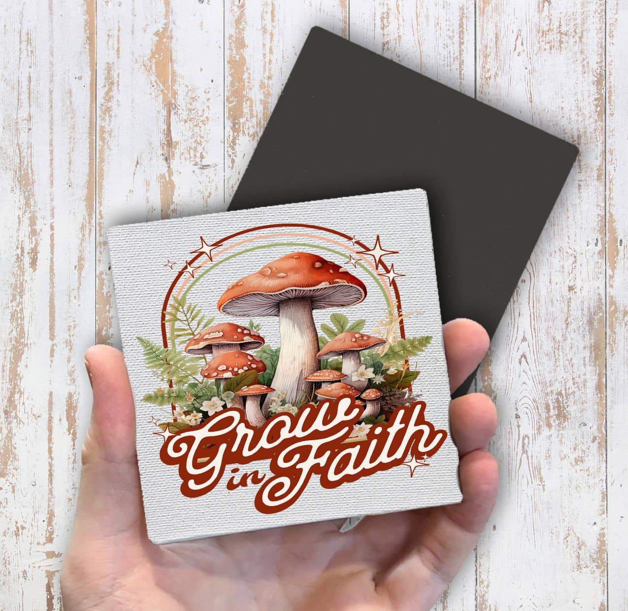 Grow in Faith Mushroom Spiritual Magnet Fridge - Sets of 2