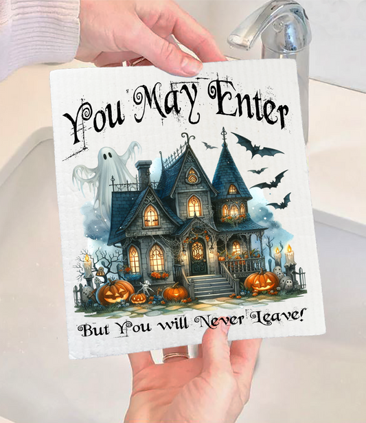 Halloween Hunted House Swedish Dishcloth (Set of 2)
