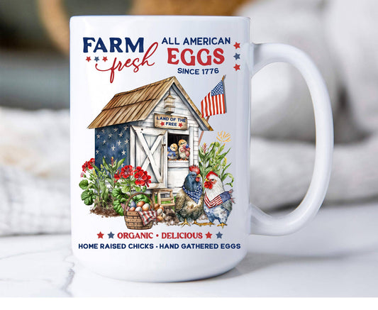 Farmhouse 4th of July Patriotic Chicken Coop Coffee Mug