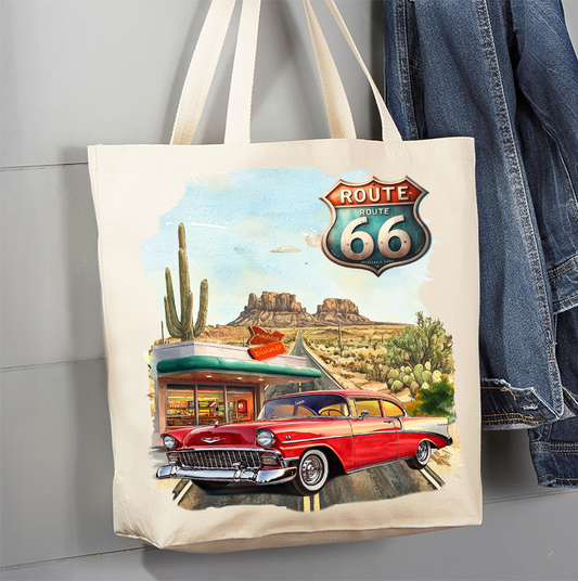Route 66 Vintage Car Diner  Canvas Tote Bag