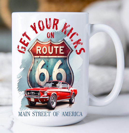 Route 66 Get your Kicks Mustang  Coffee Mug
