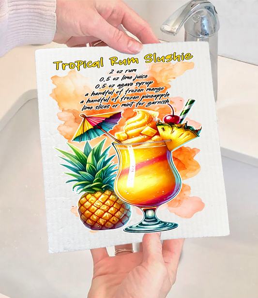 Summer Cocktail Tropical Rum Slushie Swedish Dishcloth (Set of 2)