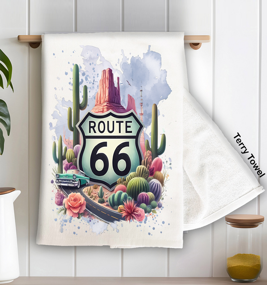 Route 66 Desert Cactus  Kitchen Terry Towel