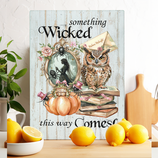 Glass Cutting Board Halloween Something Wicked Comes
