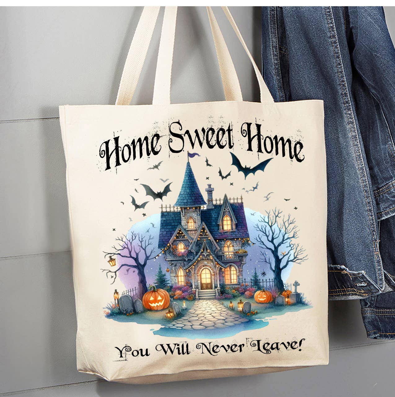 Halloween Masion Home Sweet Home Canvas Tote Bag