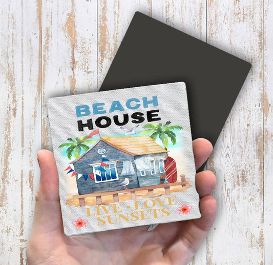 Beach House Ocean Sand Sunsets Magnet Fridge - Sets of 2