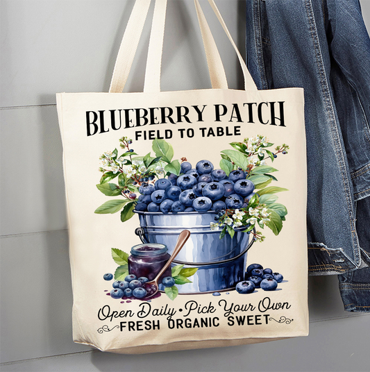 Blueberry Patch Field to Table  Canvas Tote Bag