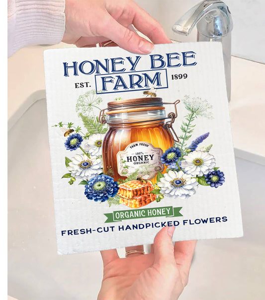 Modern Farmhouse Honey Bee Farm Swedish Dishcloth-Set of 2