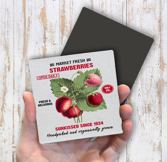 Farm Fresh Summer Strawberries Magnet Fridge - Sets of 2