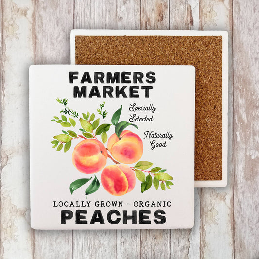 Farmers Market Organic Peaches  Stone Coaster