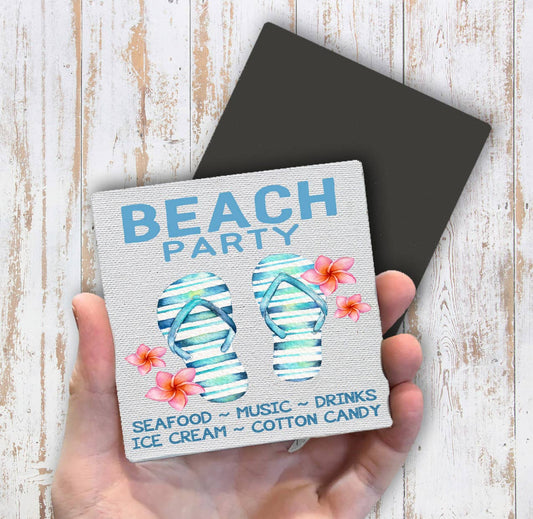 Beach Party Sandals Sand Ocean Magnet Fridge - Sets of 2