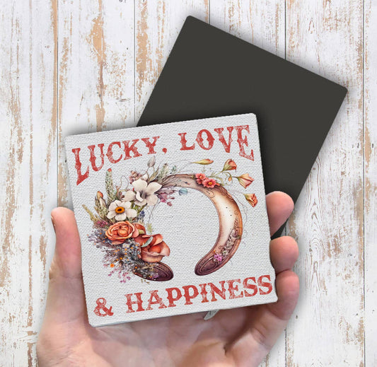 Lucky Love Happiness Horseshoe Western Magnet Fridge - Sets of 2