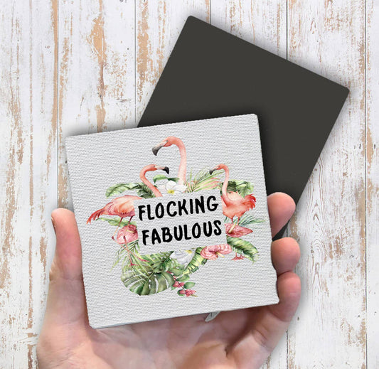 Pink Flamingo Flocking Fabulous Magnet Fridge - Sets of 2