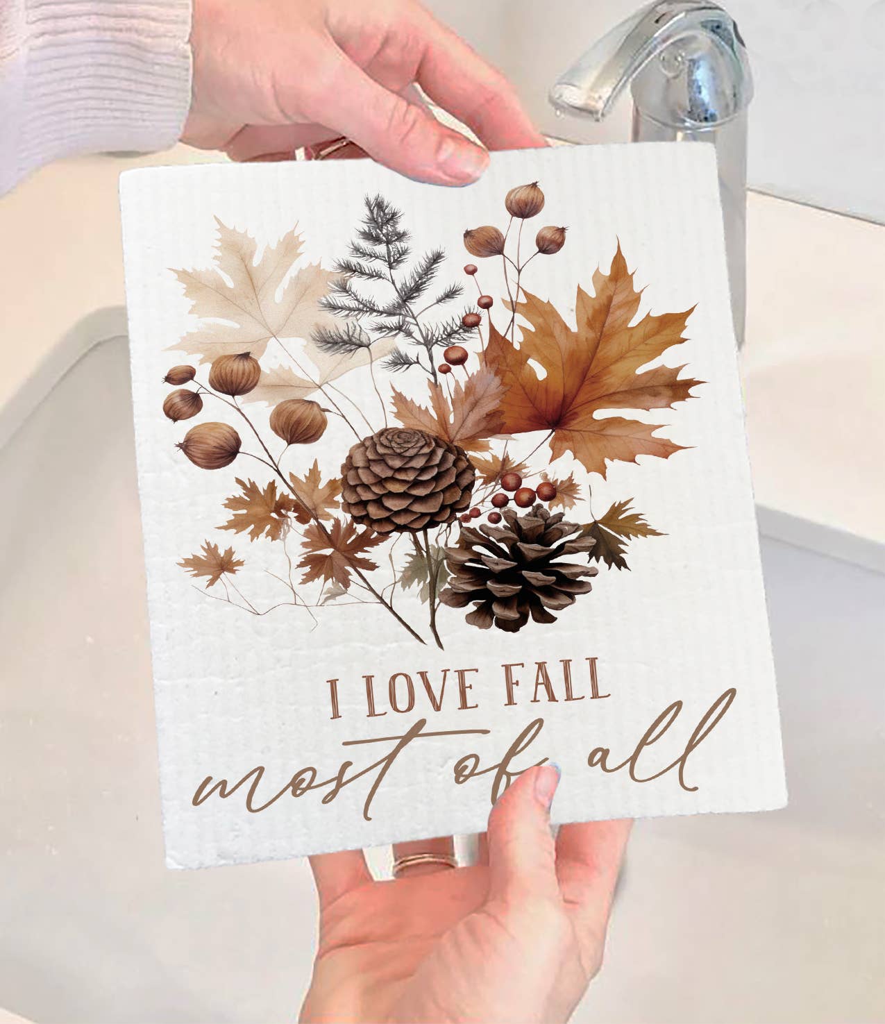 Autumn Love Fall Most of All Swedish Dishcloth-Sets of 2