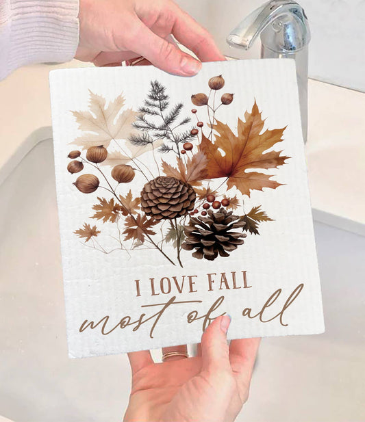 Autumn Love Fall Most of All Swedish Dishcloth-Sets of 2