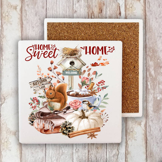 Autumn Fall Home Sweet Home Stone Coaster-Sets of 2