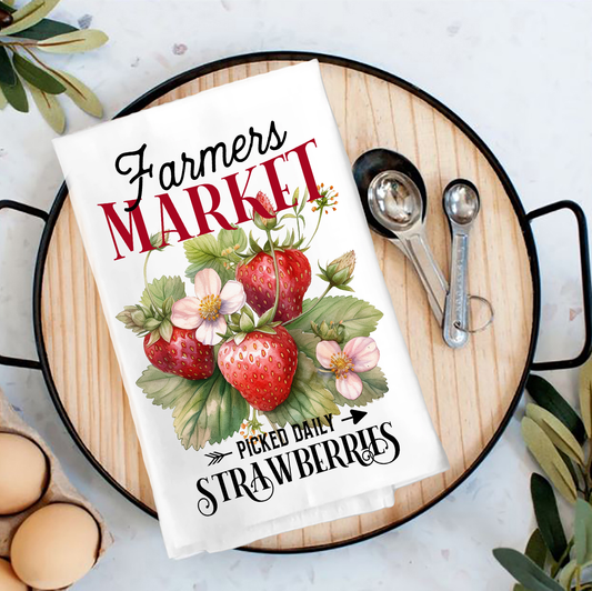 Farmers Market Strawberry Tea Towel